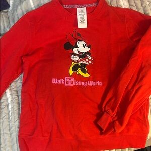 Disney Women's Red Minnie Mouse Crew Neck Sweater